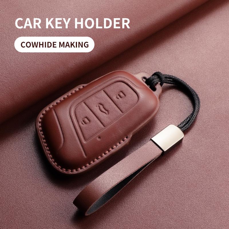 Leder-Schlüsseletui für Chery EQ1 Little Ant Auto-Fernbedienung, Smart-Schlüsselanhänger, dekorativer Schutz, Zubehör