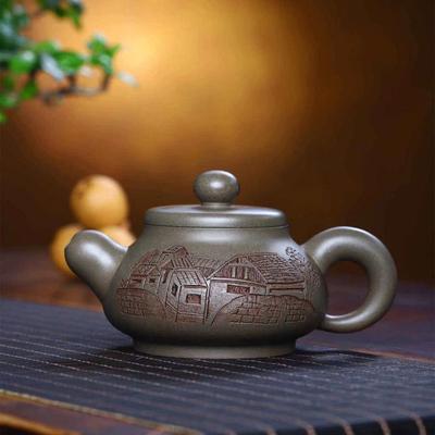 Çin çaydanlık Yixing Mor Kil Demlik Orijinal Maden Qing Bölüm Çamur Yolu Hong Rong Tian Pot Kung Fu Çay Seti Çaydanlık Kapasitesi