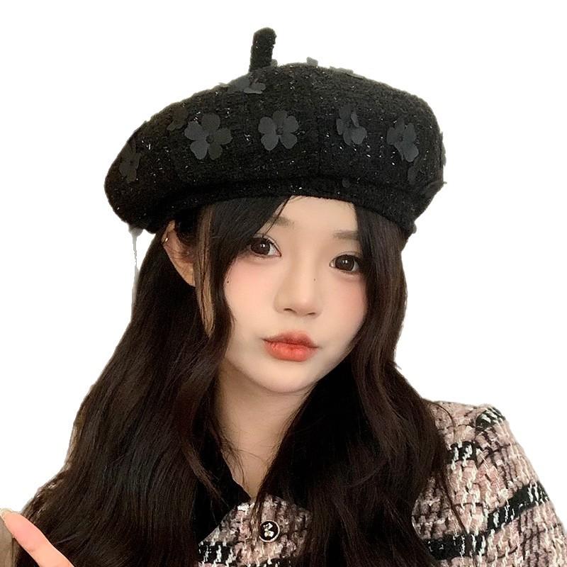 Autumn and Winter Hats for Women Small Fragrance Style Flower Beret  Fashionable and High End Small Temperament  Star Anise Hat