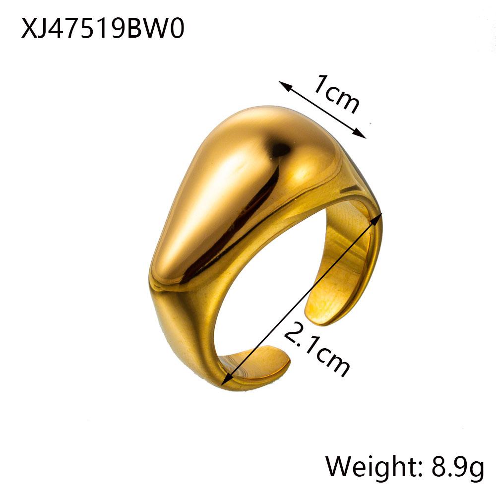 CARLIDANA Fenny 18K Gold Plated Irrgular Non Tarnish Waterproof Double-layer Beads Cross Stainless Steel Open Ring For Women