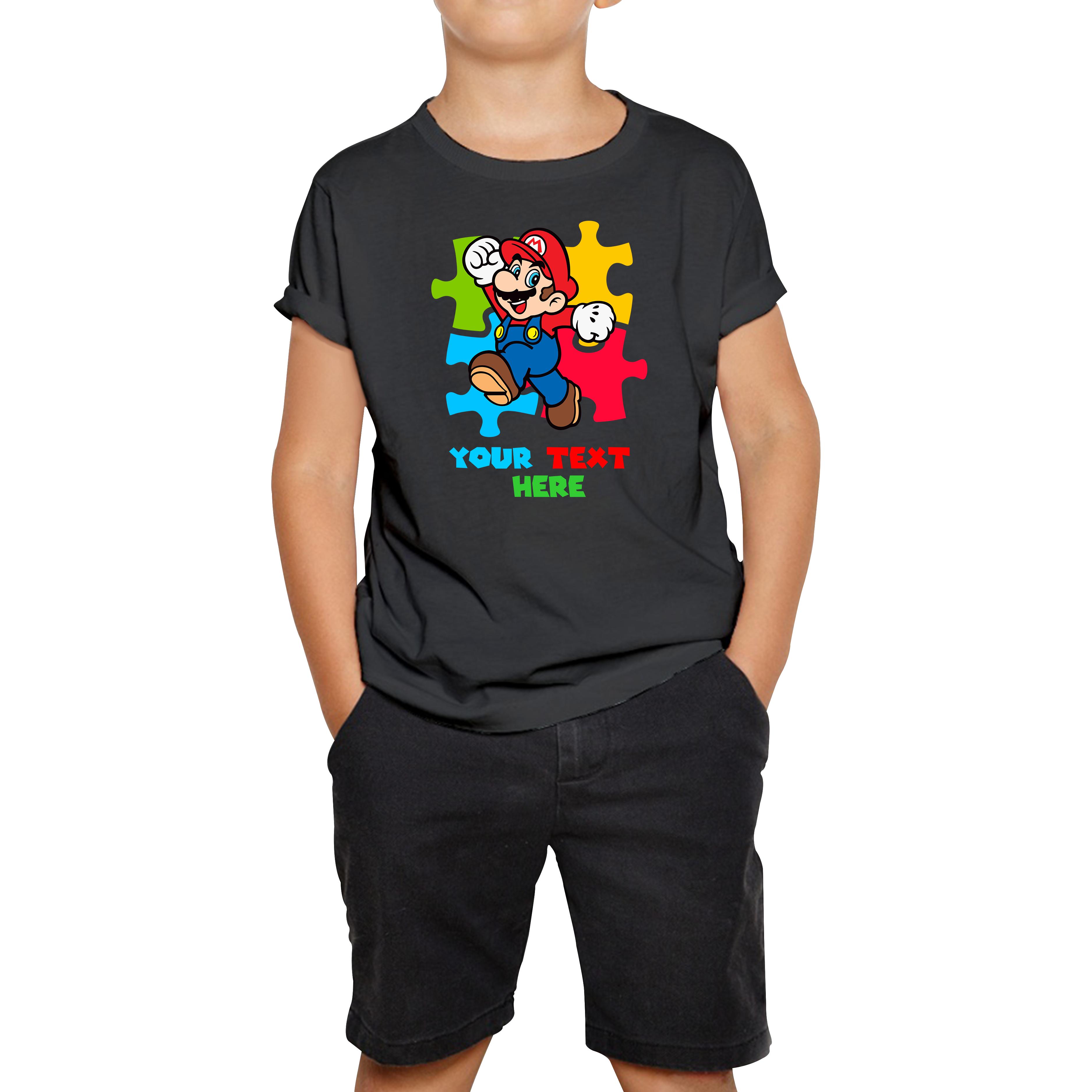 Personalised Super Mario Puzzle Funny Kids T Shirt 160
