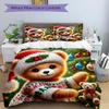 3pcs Christmas Teddy Bear Bedding Set - Includes One Quilt Cover and Two Pillowcases (No Core) - Festive Gift for Bedroom Decor - Polyester