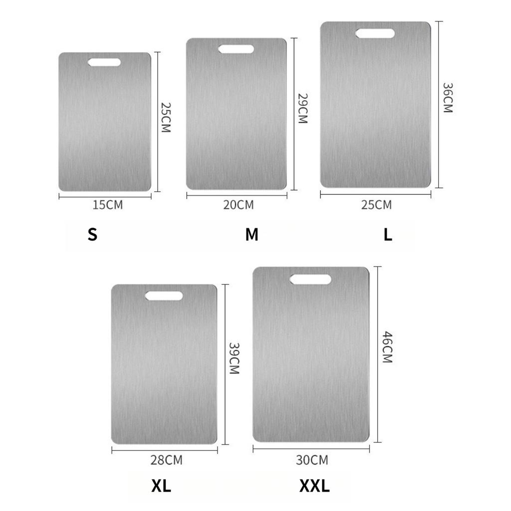 304 Edelstahl-Schneidebrett, Antibakterielle Hackbretter für die Küche, Lebensmittelzubereitungsbretter mit rutschfester Basis