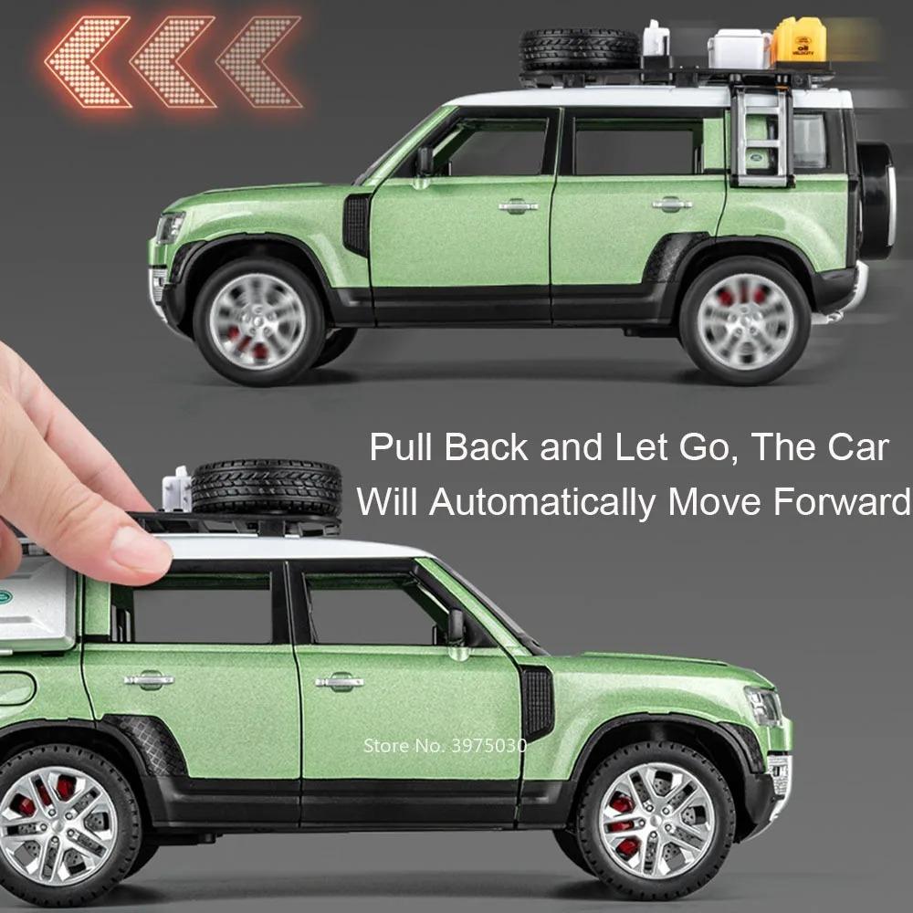 1:24 Scale Land Rover Defender Range Rover Shock Absorption Pull Back Doors Opened Off-road Metal Cars Models for Boys Gifts