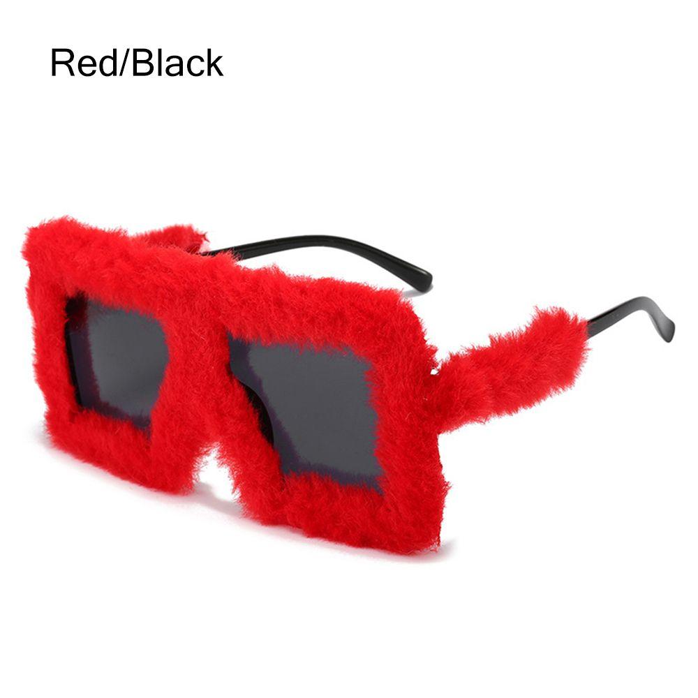 UV400 Ladies Shades Square Frame Soft Fur Ladies Sexy Shades Plush Sunglasses Punk Sun Glasses