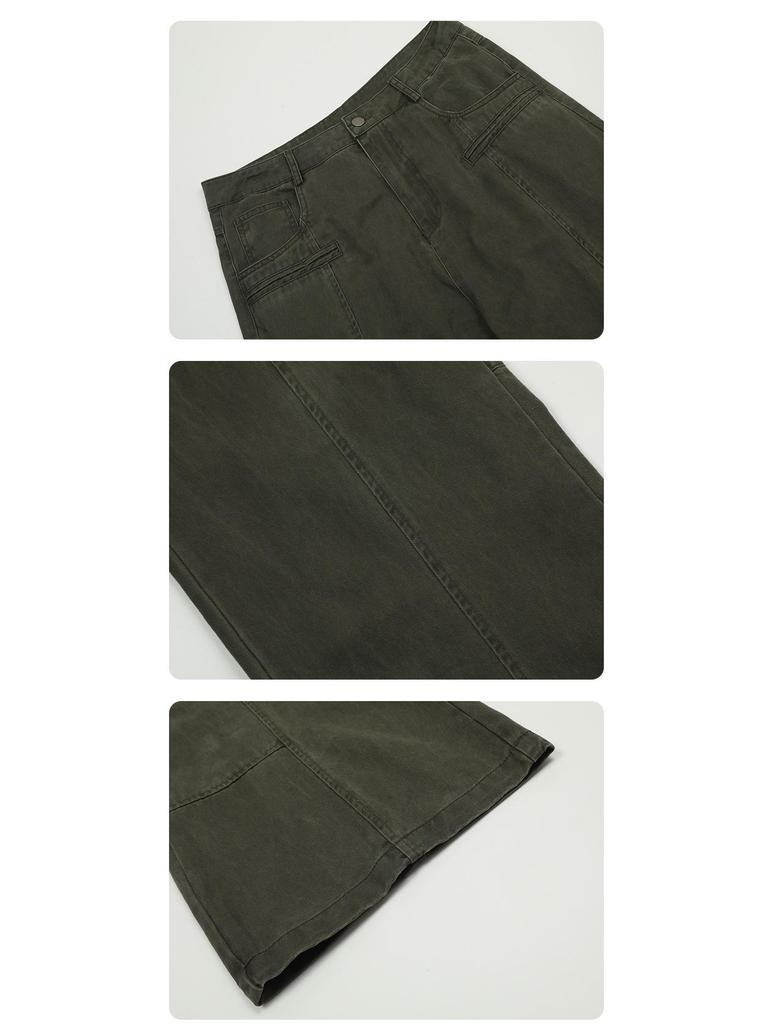 GTS Vintage 2024 Loose Straight Washed Cotton Overalls