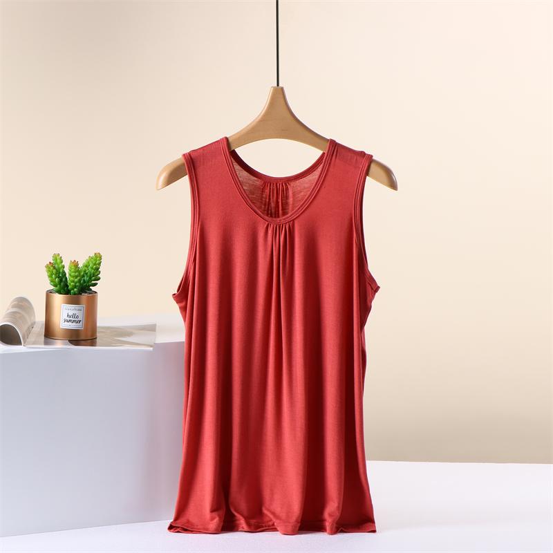 Moda Feminina Solto Cor Sólida Sem Mangas Gola Redonda Regata