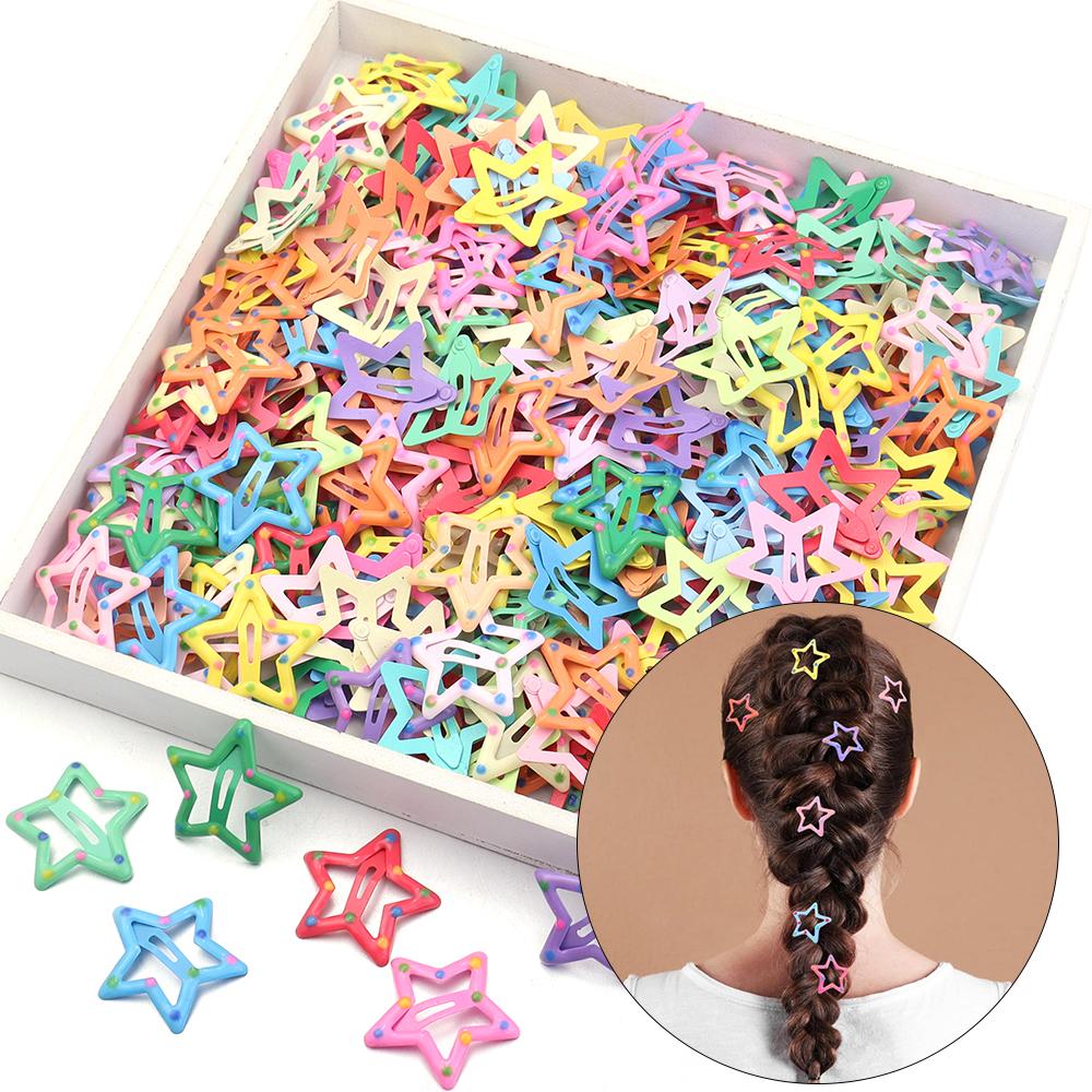 30 Stück/Los Pünktchen Stern Haarspangen Bunt Y2K BB Haarnadeln Metall Druckknopf für Schmuckherstellung Niedliche Spangen Haaraccessoires