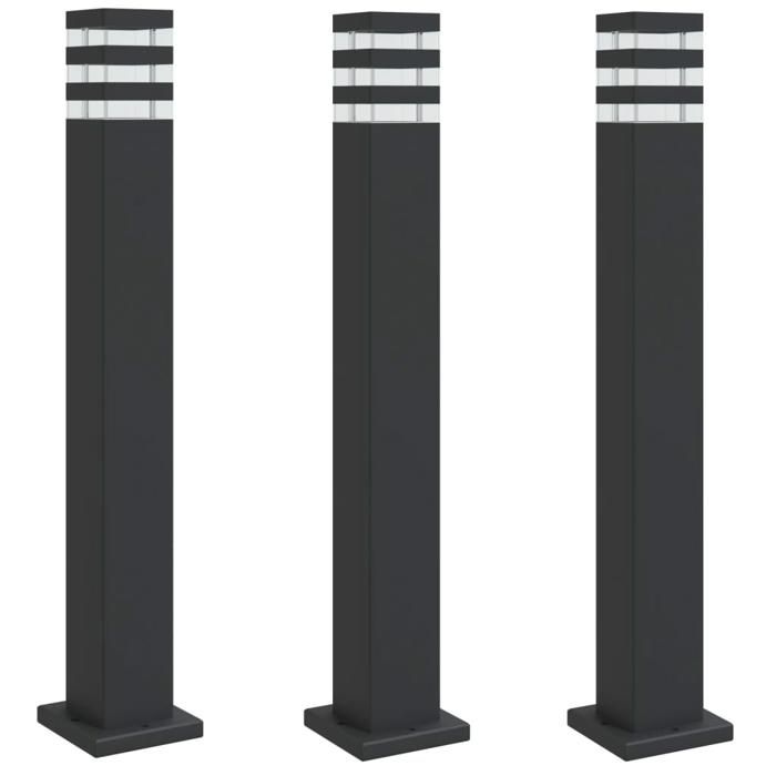 VidaXL Outdoor Floor Lamps 3 Pcs Black 80 Cm Aluminium, Outdoor Ground Lighting, Garden Ground Lighting, 4006396