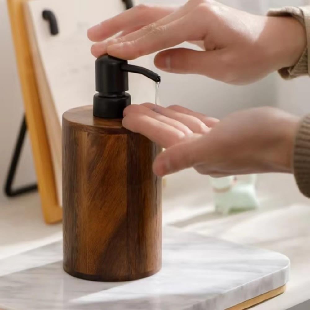 Press Type Shampoo Container Wood Shower Gel Bottle Hand Sanitizer Bottle Home