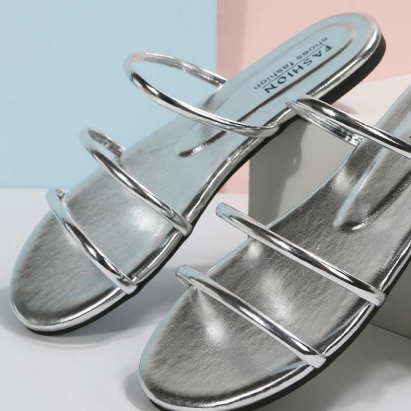 

Сандалии с минималистичным дизайном и лентой 42 серебряный