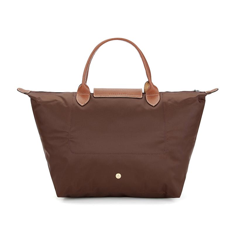 Longchamp Le Pliage Origina 30 Short Handle Snap Zipper Closure Nylon Canvas With Leather Trim Tote Bag Medium Women tote bags Ebony 1623089P81