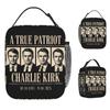 Charlie Kirk Lunch Bag For Girls Print Lunch Box Funny Outdoor Picnic Cooler Bag Portable Oxford Thermal Tote Handbags