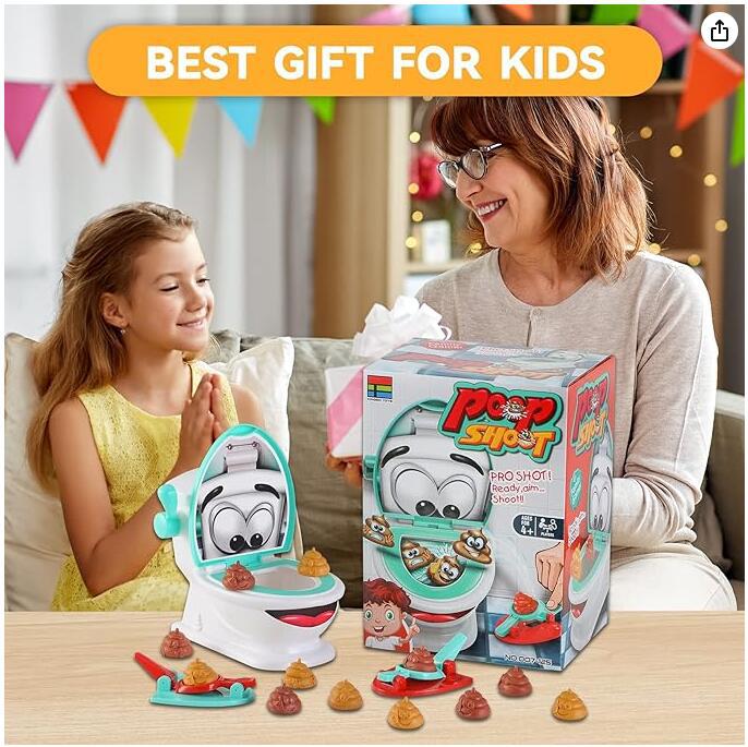 Funny Poop Toilet Game Shooting Toy Prank Catapult Interactive Tabletop Game Party Birthday Gift