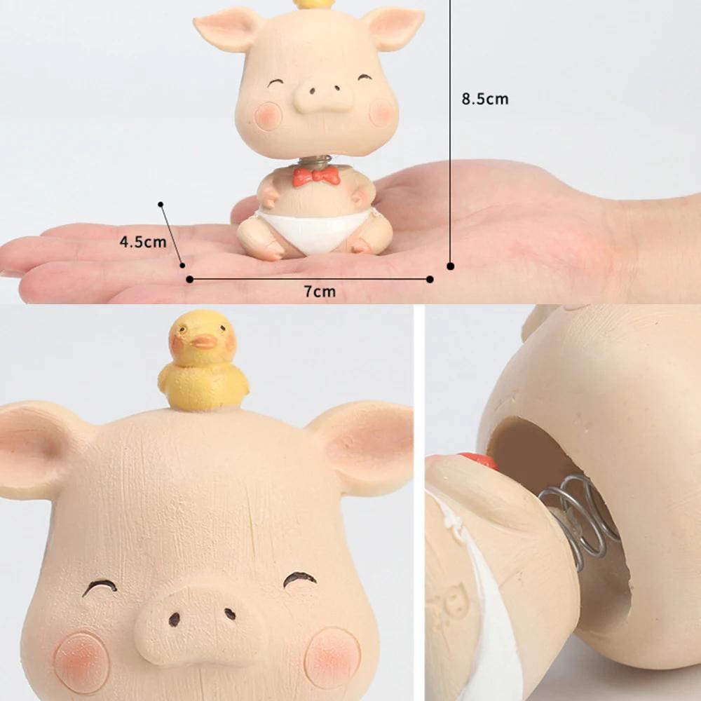 Car Ornament Cartoon Toy Swing Head Pig Duck Cartoon Decoration Automobiles Dashboard Decoration Car Interior Accessories Gifts