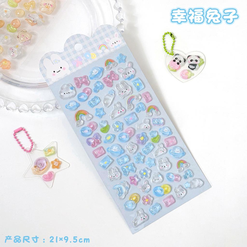 Kawaii 3D Relief Cartoon Droplet Decorative Stickers Fun Collage DIY Handmade Aesthetic Stationery Stickers