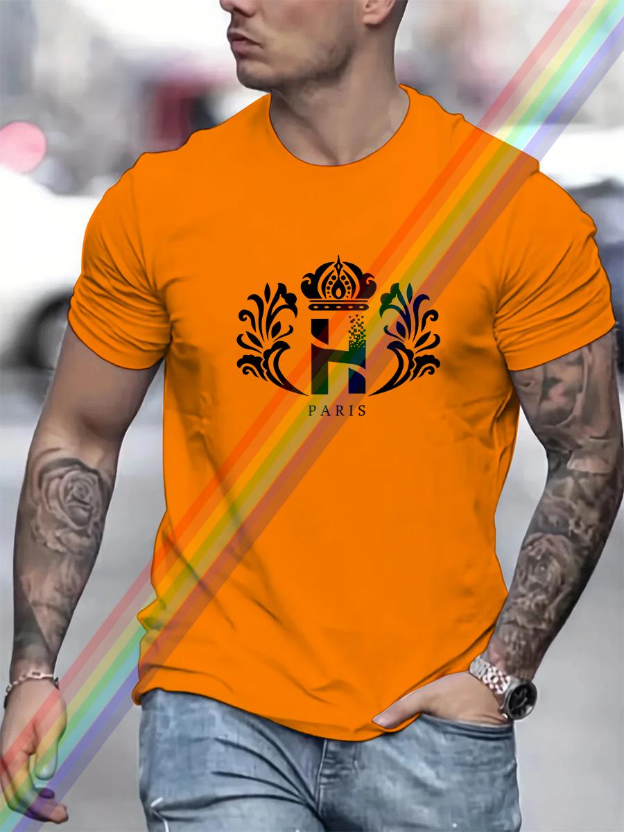 

Black and White Letter H Print T Shirt For Man Summer Vintage Unisex Oversized T-shirt Y2k Tops Short Sleeve Men s S