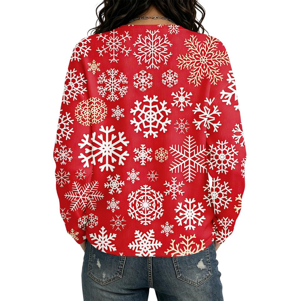 Women's Christmas Printed Long Sleeve Cardigan for Holiday Party
