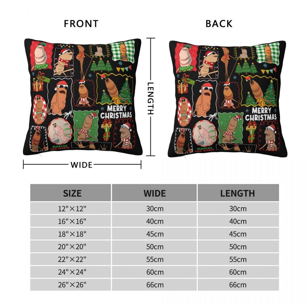 Marcus The Worm Meme Square Pillow Cases Humor Christmas Xmas Cushion Covers Zipper Decorative Pillowcase For Home 45X45Cm