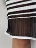 New Summer Color-Block Knitted Dress with Organza Splicing, Round Neck, and Mid-Length Bodycon Design
