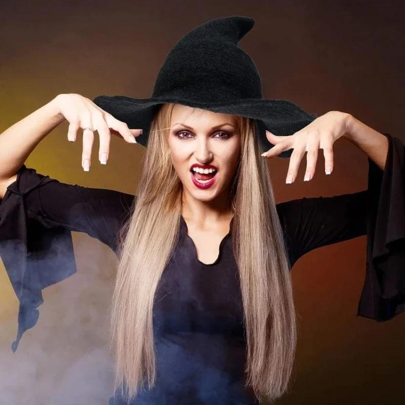 Halloween Vintage Wool Knit Hat Women's Witch Hat Dress Up Party Masquerade Hat Holiday Decoration Accessories