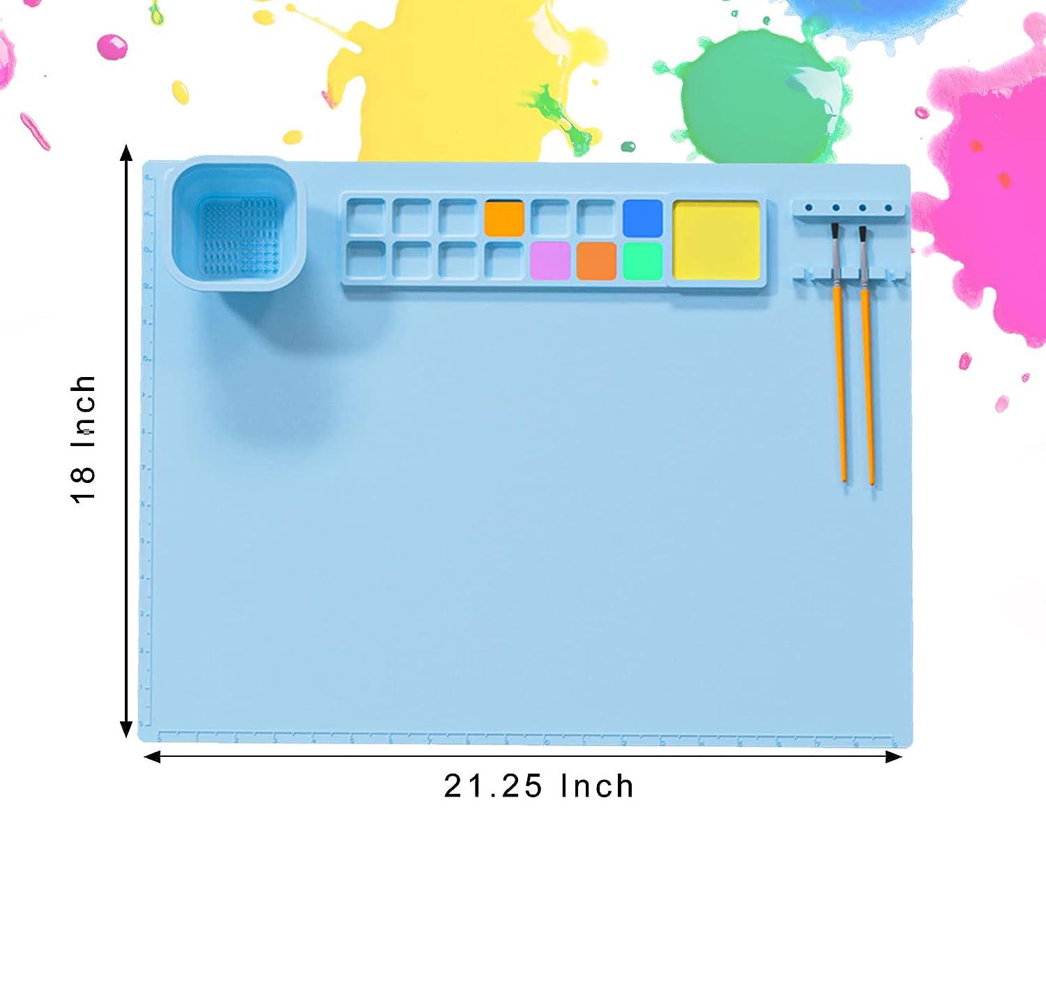 

Силиконовый коврик для рисования с магнитной складной чашкой для детей, нескользящий коврик для рисования из глины, обучающая игрушка «сделай сам», подарок синий