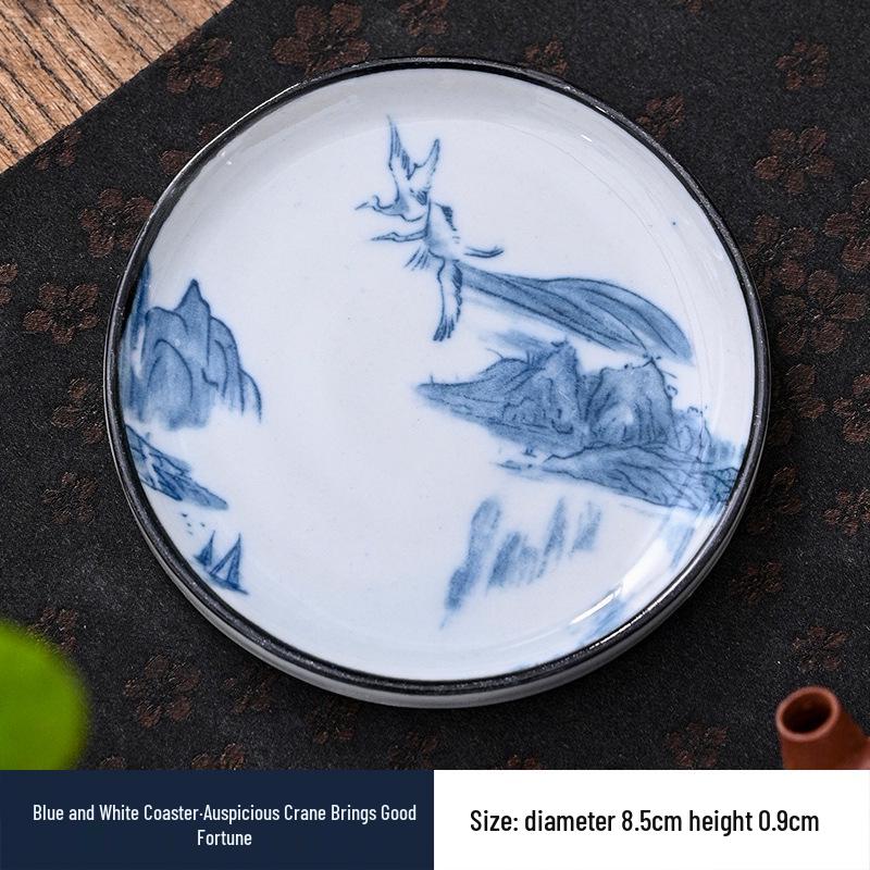 

Ретро Синяя и Белая Японская Керамическая Подставка для Чая - Изолированная Круглая Подкладка для Аксессуаров Чайного Набора для Кунг-Фу