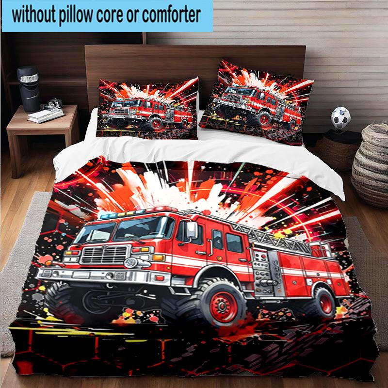 Electric Monster Truck Art 3pcs Bedding,Including 1pc Duvet Cover And 2pcs Pillowcases Perfect for Christmas,Ideal for Bedroom, Dormitory