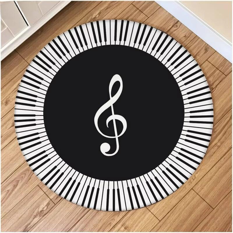 CD Musical Round Carpet Living Room Decoration Teenager Mat Anti Slip Chair Cushion Round Rugs for Bedroom Music Design Rug