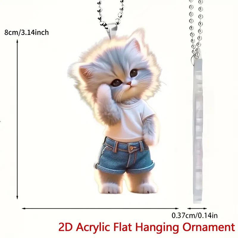 

Креативный акриловый плоский 2D крутой скейтбордистский кот подвеска для салона автомобиля подвеска для салона автомобиля зеркало заднего вида украшение для автомобиля