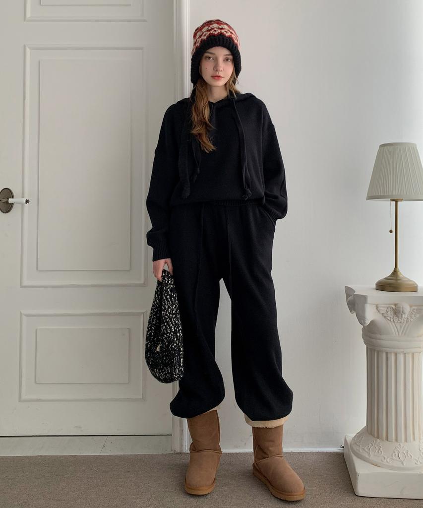 Baseukala [Set] Loose Fit Hoodie+Pants Knit Set-Up (4Colors)