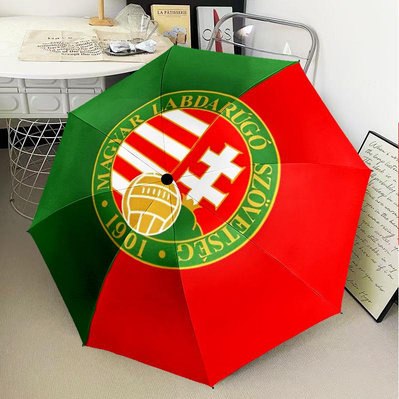 Hungarian Football Emblem Umbrella Folding umbrella, automatic umbrella 8-Frame for Travel, camping Use Gift for Halloween Christmas