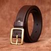 Belt Women's Minimalist Fashion All-Match Brass Pin Buckle Glossy Leather Pure Cowhide Casual Denim Belt