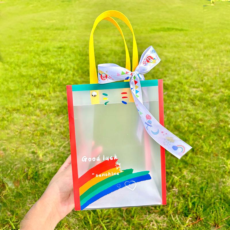Kindergarten Party Favor Gift Bag with Transparent Handle for Back-to-School and Birthday.