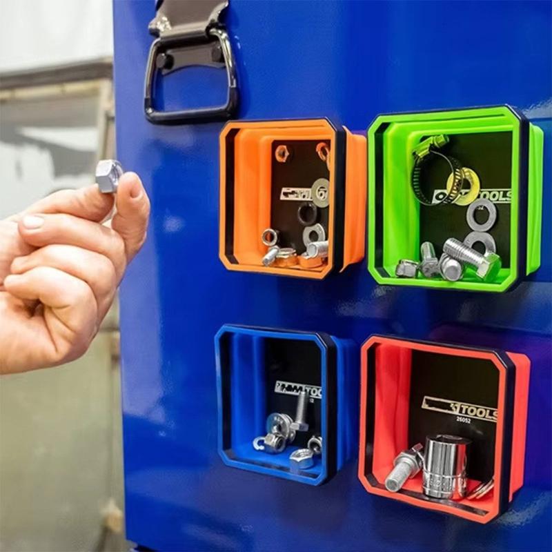 Compact Silicone Collapsible Magnetic Parts Organizer Trays Foldable Portable for Space Efficient Tool Organization 4pcs