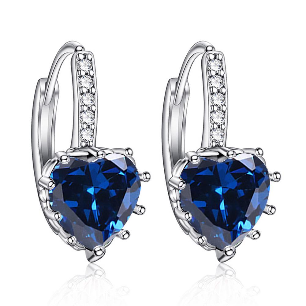 Korean Style Multi-Color Heart Zircon Earrings for Women
