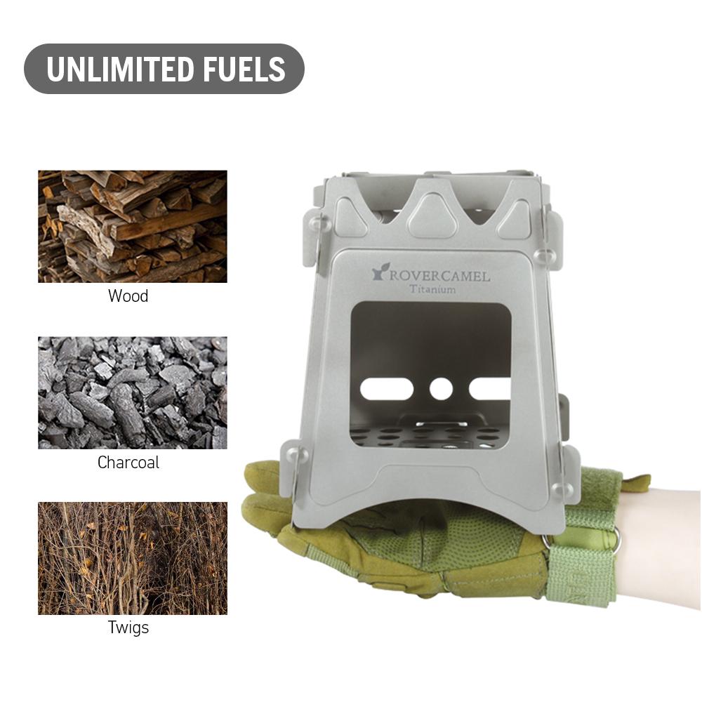 

Camping Wood Stove Portable Folding Lightweight Titanium Wood Burning Backpacking Stove for Outdoor Survival Cooking