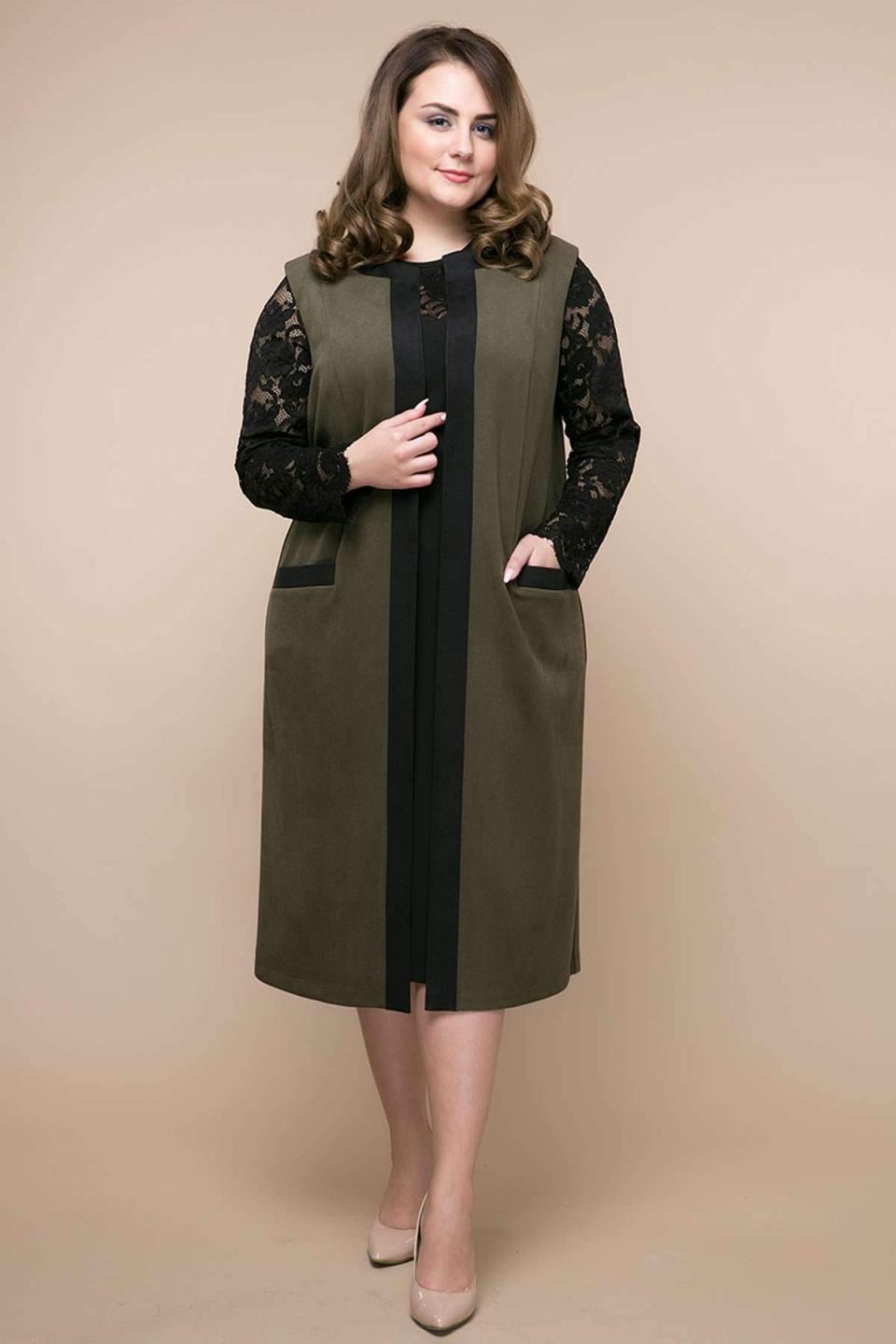 

Костюм сукня+кардиган Tatiana БРУКС 3XL оливковий