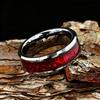 8mm Red Galaxy Nebula Crushed Stone Stainless Steel Ring Promise Wedding Ring for Men & Women, Comfort Fit, Wedding Band Jewelry