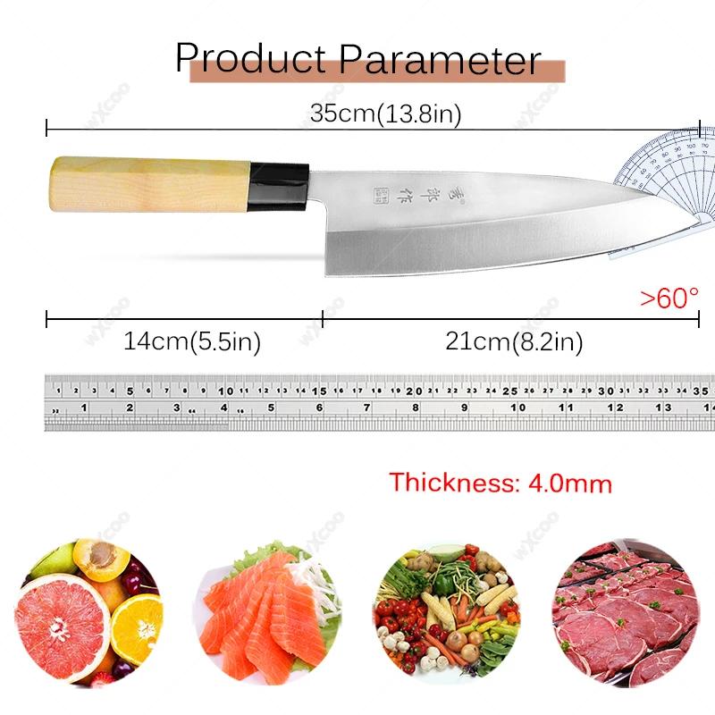 Professional Chef's Knife Salmon Slicing Knife Japanese Sashimi Knife Single-edged Blade Sushi Fish Knives Meat Cleaver with Box