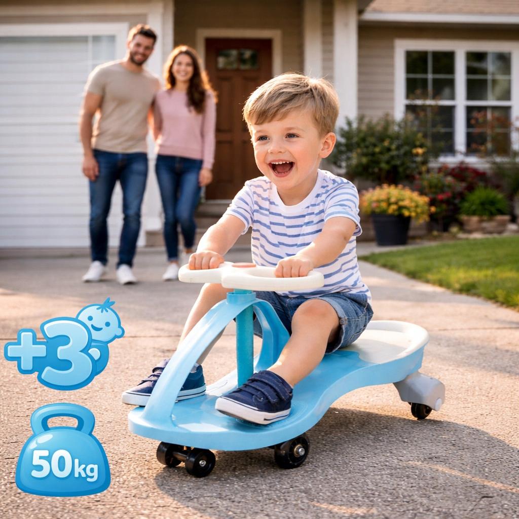 [5] Gravity Tretauto mit leuchtenden Rädern für Kinder LED BLAU ALV-U146N