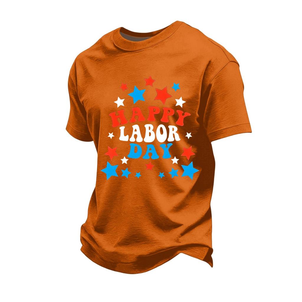Men's Loose Fit Casual Short Sleeve T-Shirt Labor Day Graphic Print Crew Neck Comfortable Top