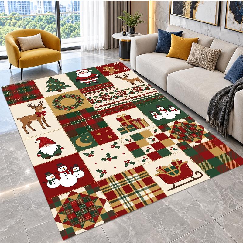Christmas Theme Floor Carpet, Soft Area Rug, Xmas Indoor Home Holiday Decoration