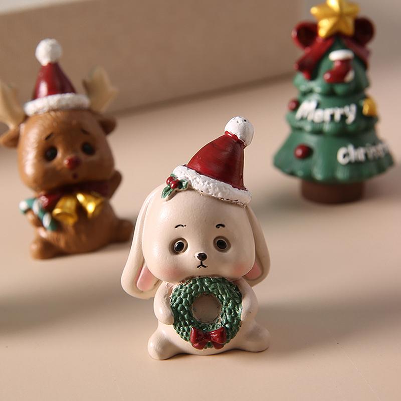 Christmas Series Craft Resin Animal Party Creative Mini Christma Tree Old Girl Kids Cute Gift Home Decoration Supplies Decor