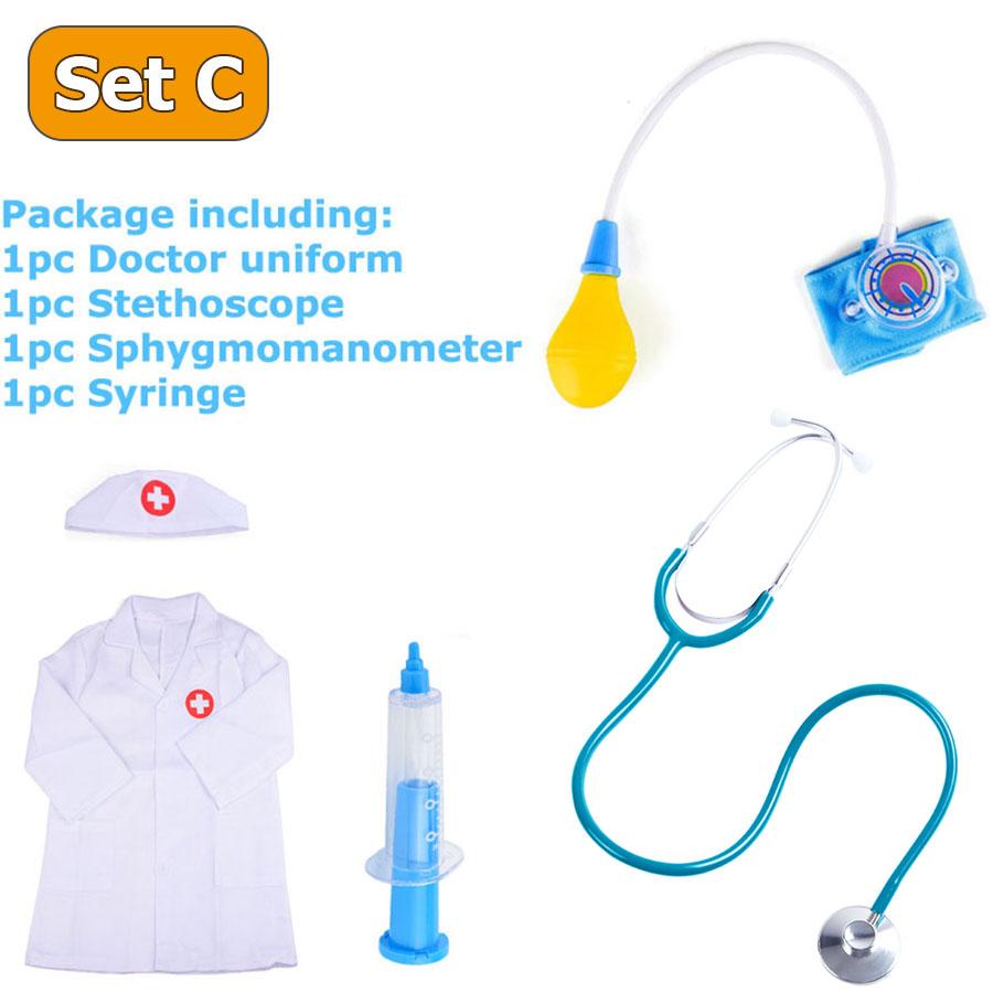1set Children Cosplay Doctor Uniform Nurse Uniform Kids Creative Pretend Toys Role Playing Doctor Toys Gift for Kids