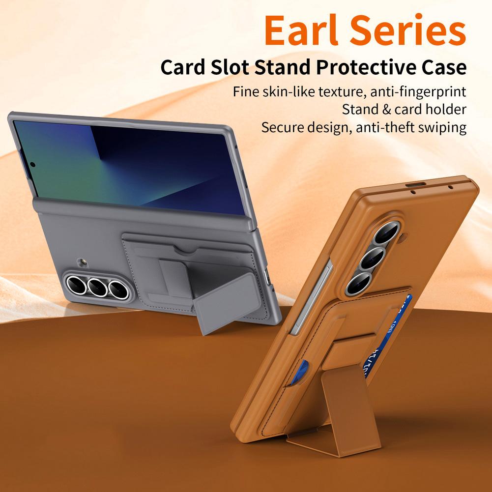 With Credit Card Slot and Foldable Ring Stand Holder Phone case For Samsung Z Fold 7 Fold7 Galaxy Z Fold 6 5 Protection Cover