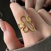 Thumb Ring Irregular Hollow Flower Shape Adjustable Opening Design Finger Ring Stainless Steel Finger Band Versatile Jewelry Gift