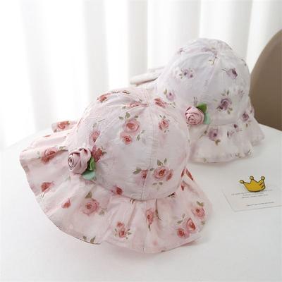 Girl's Treasure Hat Spring and Summer Thin Children's Fisherman Hat Princess Cute Sweet Beauty Preschool Children's Flower Sunshade Hat