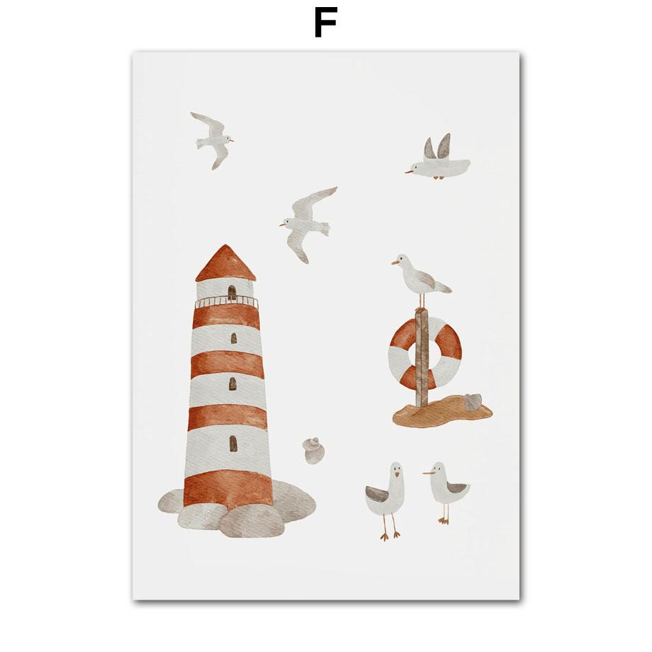 Custom Name Whale Octopus Turtle Swan Sea Animal Nursery Wall Art Canvas Painting Poster And Prints Picture Baby Kids Room Decor