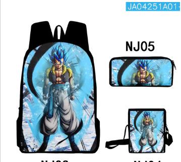 New animation cartoon dragon ball backpack, primary and secondary school schoolbag, satchel, shoulder bag, pencil case three-piece set